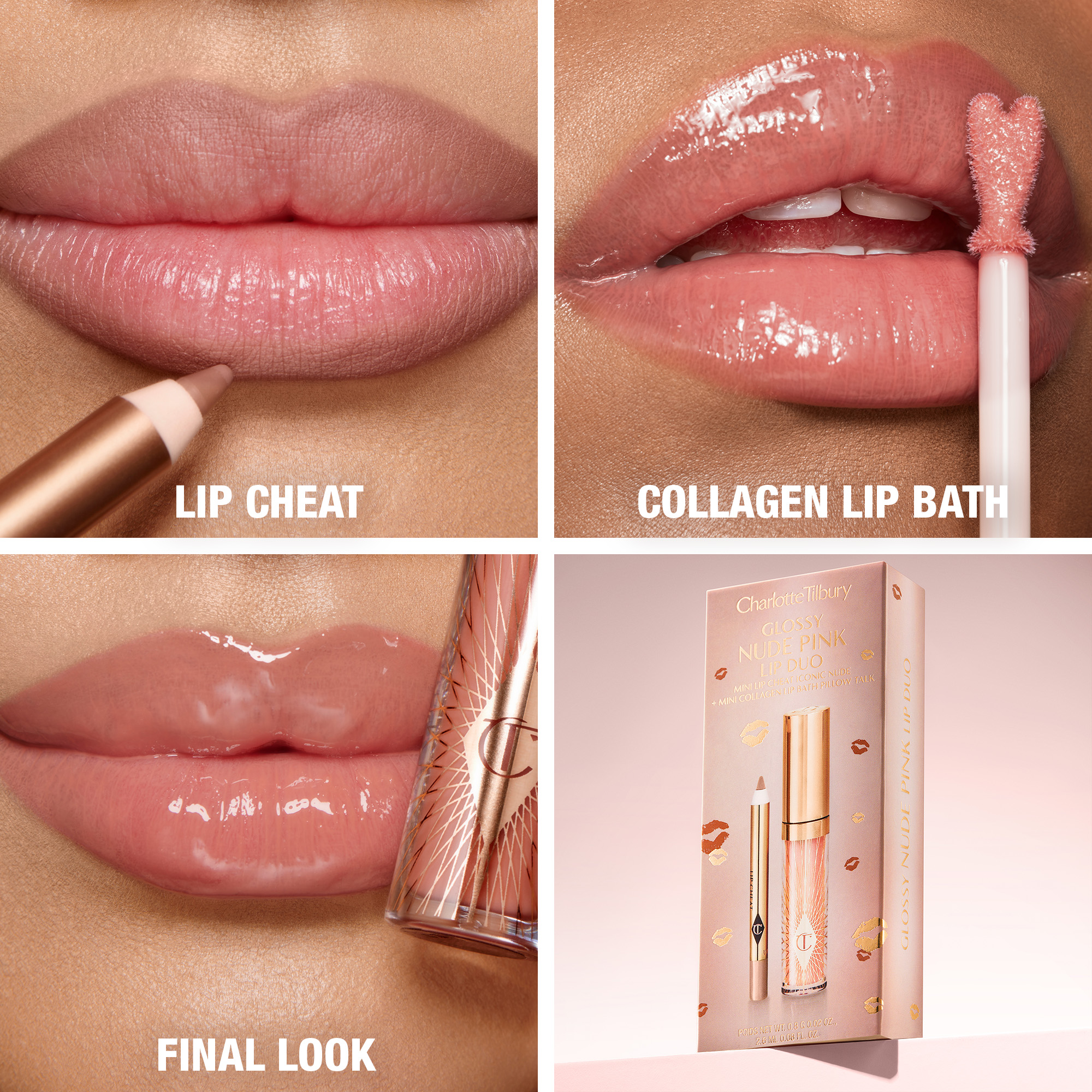 GLOSSY NUDE PINK LIP DUO (SET PARA LABIOS)